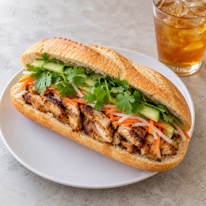 Bánh mì gà nướng Vietnamese grilled chicken sandwich
